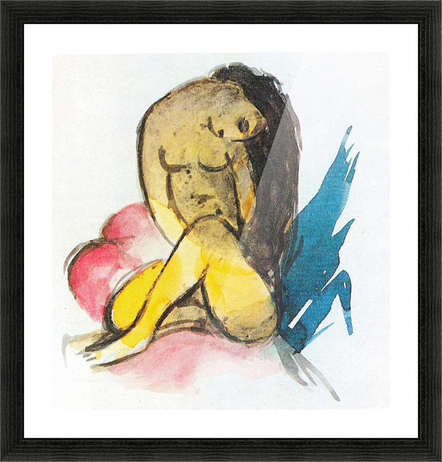 Sitting yellow lady Picture Frame print