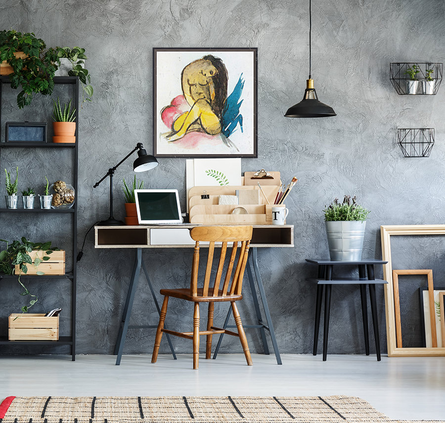 Sitting yellow lady Reproduction