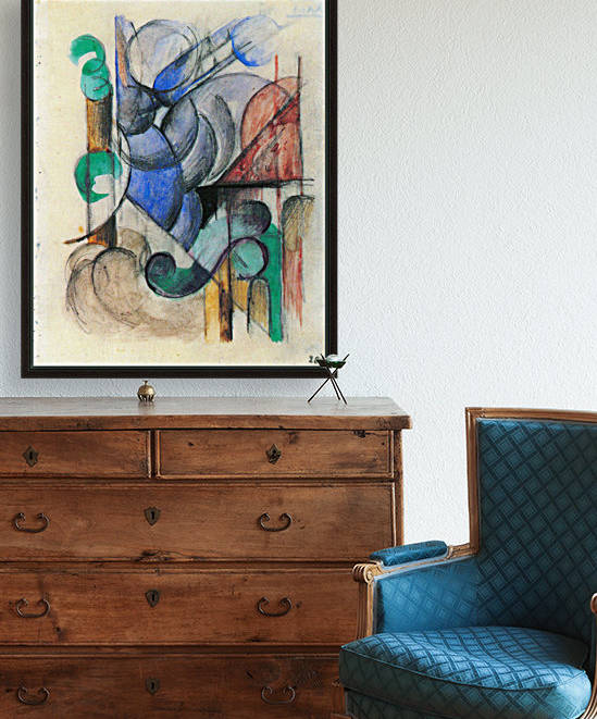 House in abstract landscape by Franz Marc