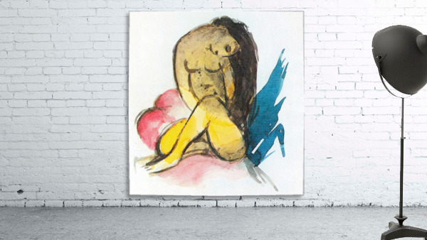 Sitting yellow lady Wall Preview