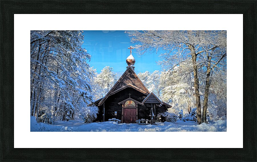Snowbound Orthodox Church  Picture Frame print