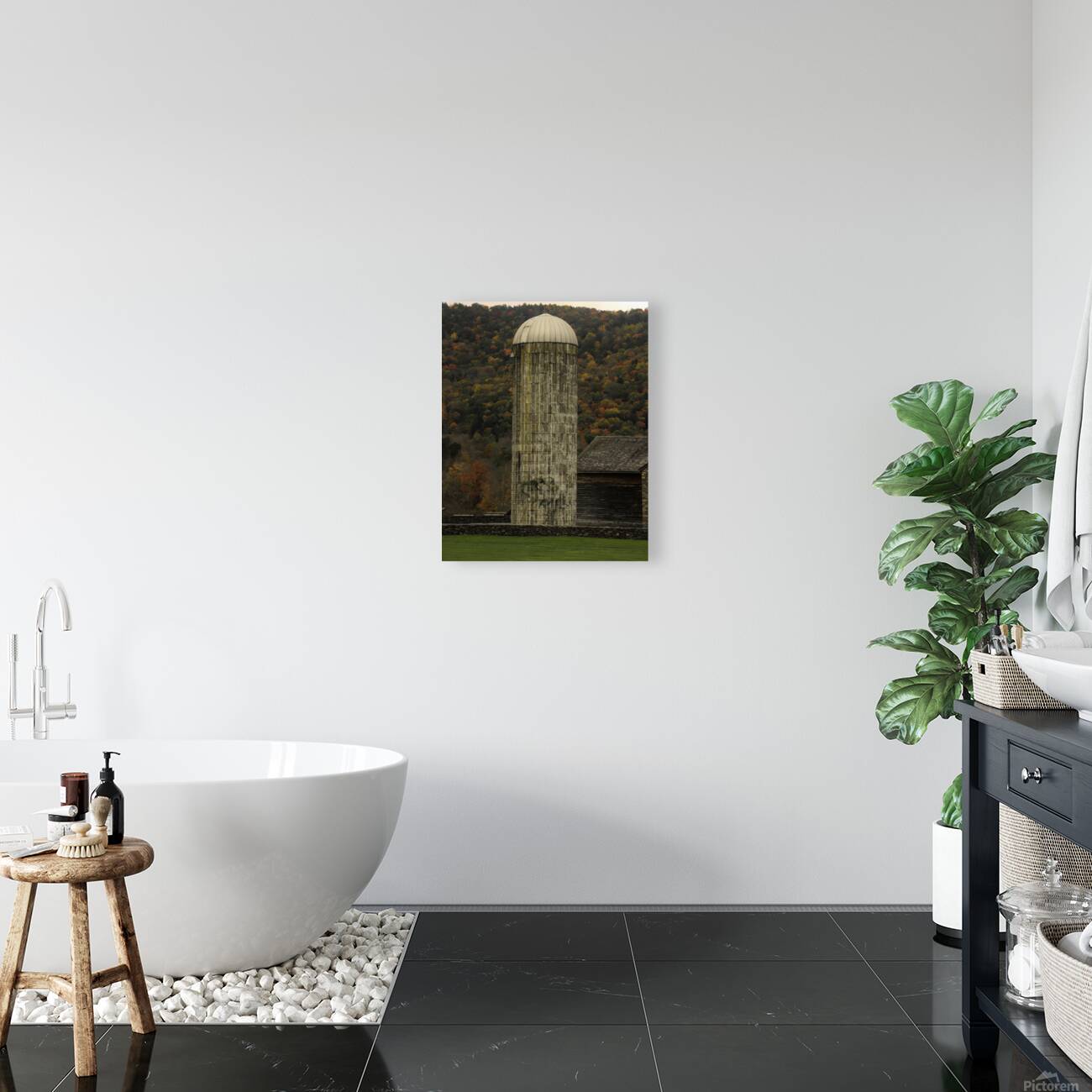 Silo With Autumn Foliage Reproduction