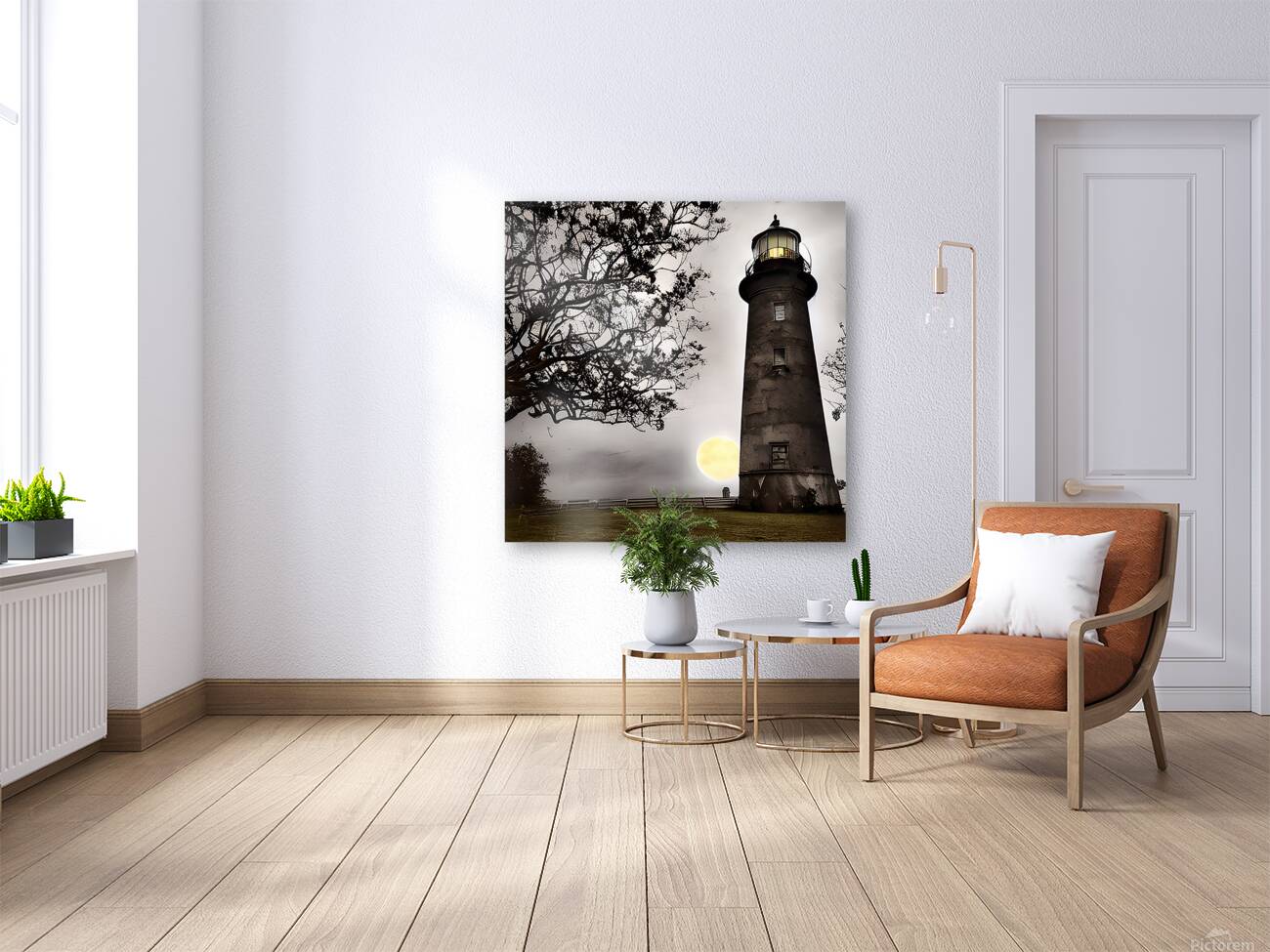 Ghosts lighthouse with night clouds on moon light 2 Reproduction