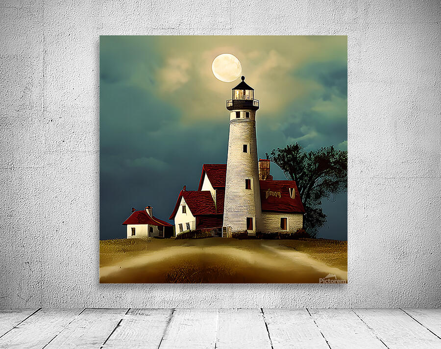 Ghosts lighthouse with night clouds on moon light 3 Wall Preview