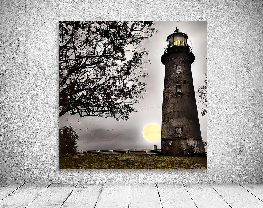 Ghosts lighthouse with night clouds on moon light 2 Wall Preview