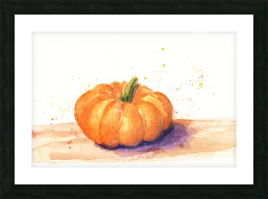 Orange pumpkin watercolor study Picture Frame print