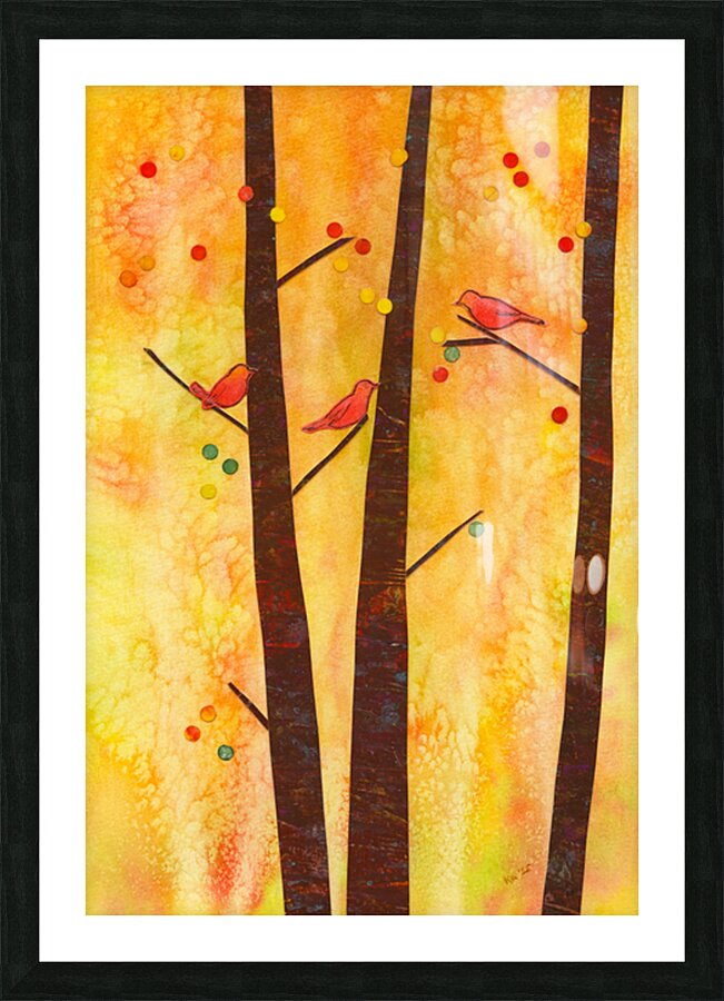 Birds in an autumn forest paper collage Impression et Cadre photo