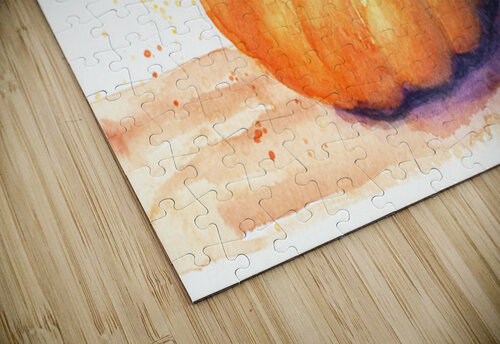 Orange pumpkin watercolor study Karen Kaspar puzzle