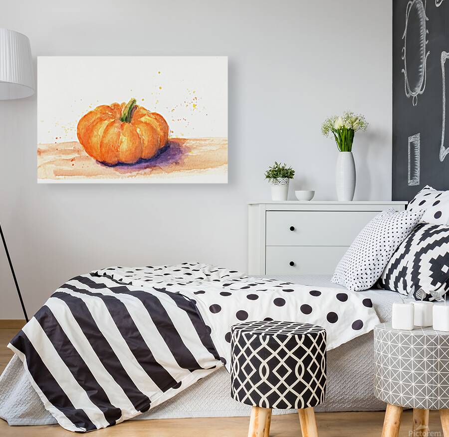 Orange pumpkin watercolor study Reproduction