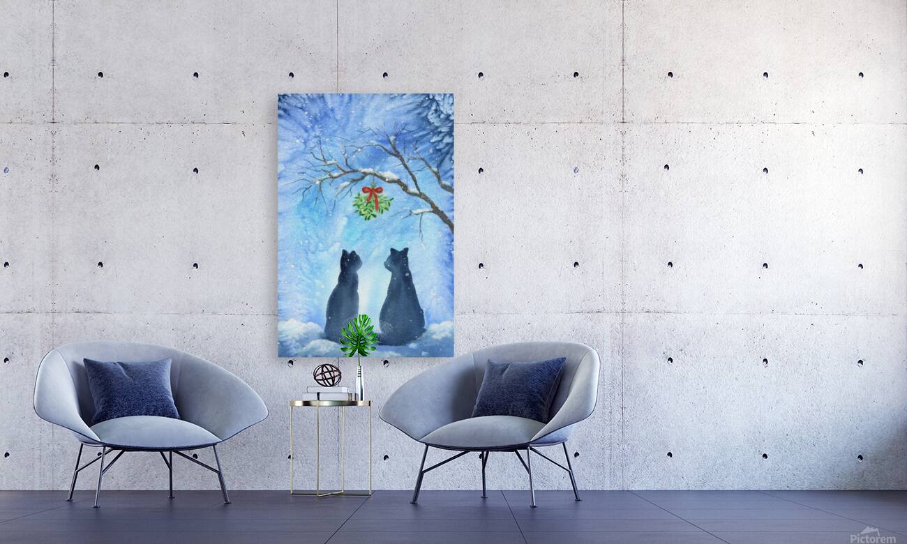 Two cats meet under the mistletoe Reproduction