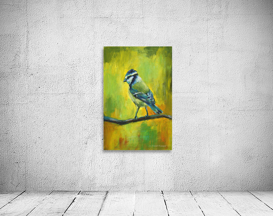 Blue tit bird portrait acrylic painting  Wall Preview