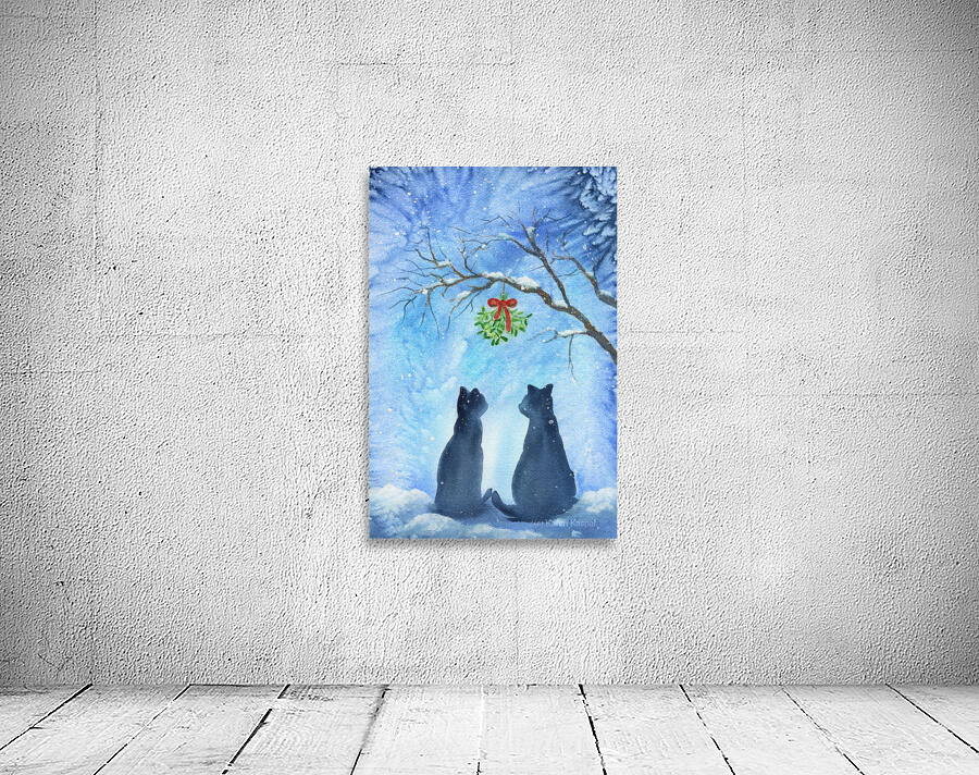 Two cats meet under the mistletoe Wall Preview