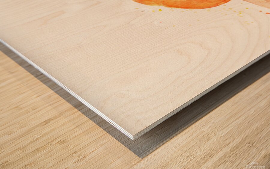 Orange pumpkin watercolor study Wood print