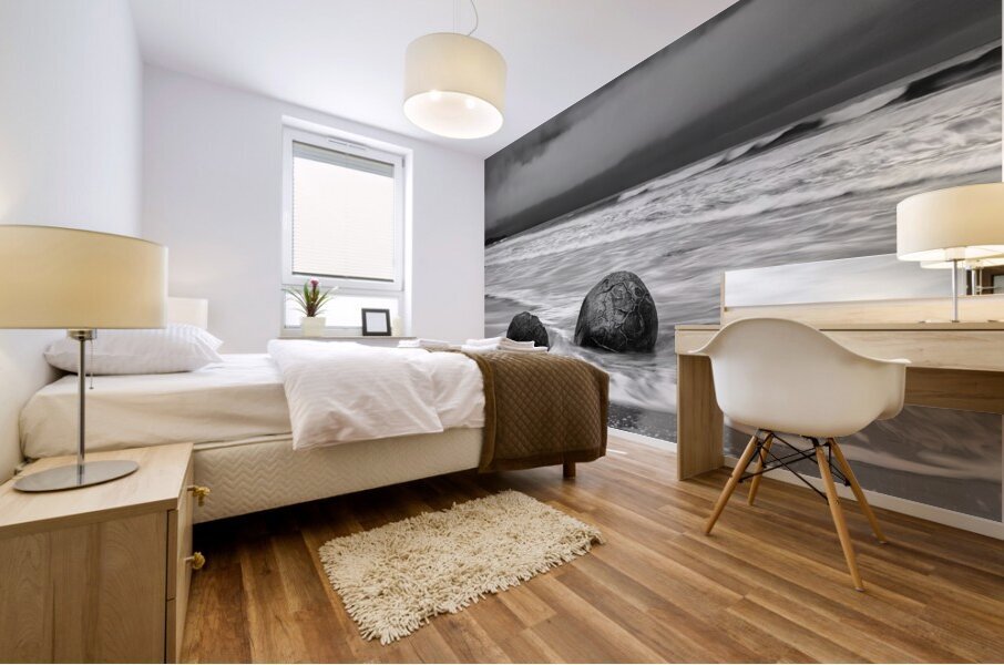 Moeraki Boulders and Waves Mural print