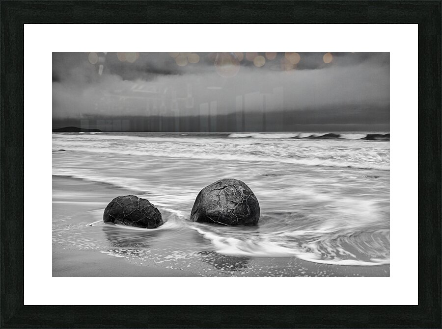 Moeraki Boulders and Waves Picture Frame print