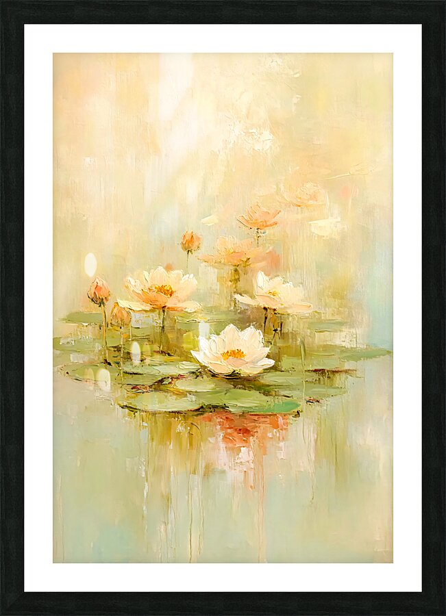 Lily Pond Green Pink Picture Frame print