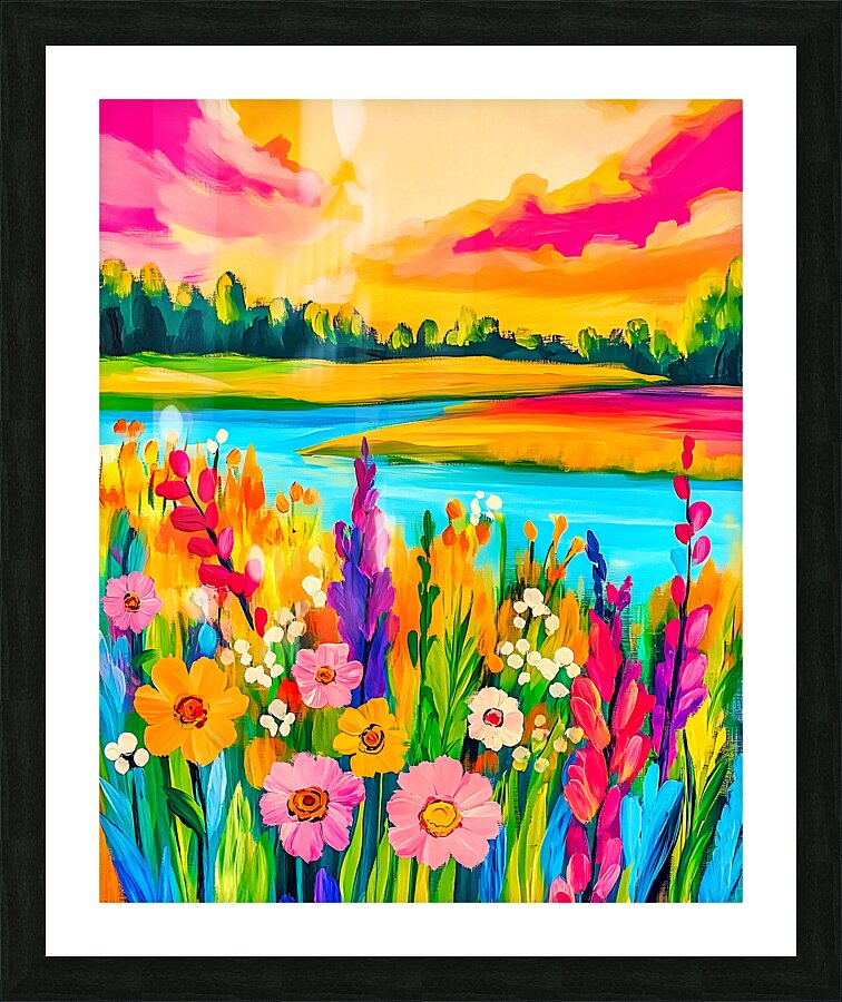 Landscape with Flowers Picture Frame print