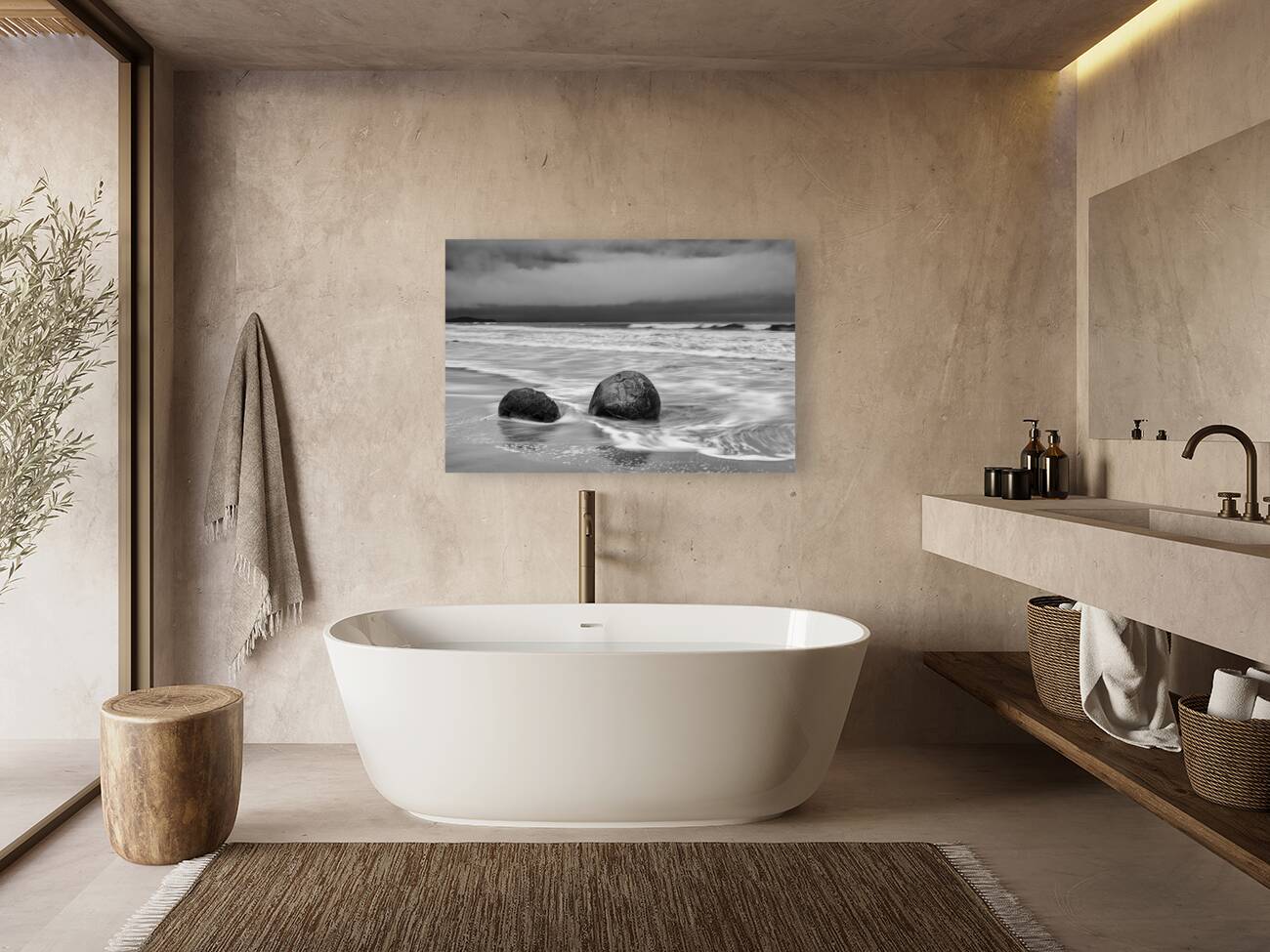 Moeraki Boulders and Waves Reproduction