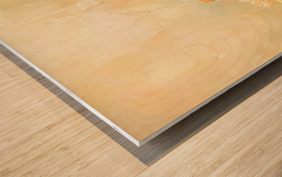 Lily Pond Green Pink Wood print