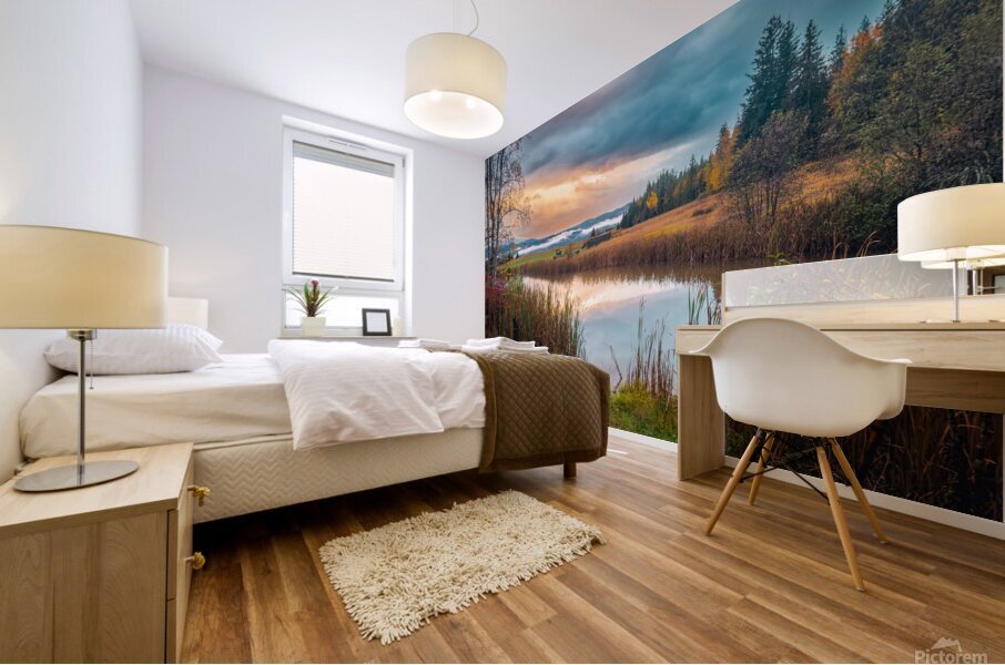 Dramatic Autumn Pond Mural print