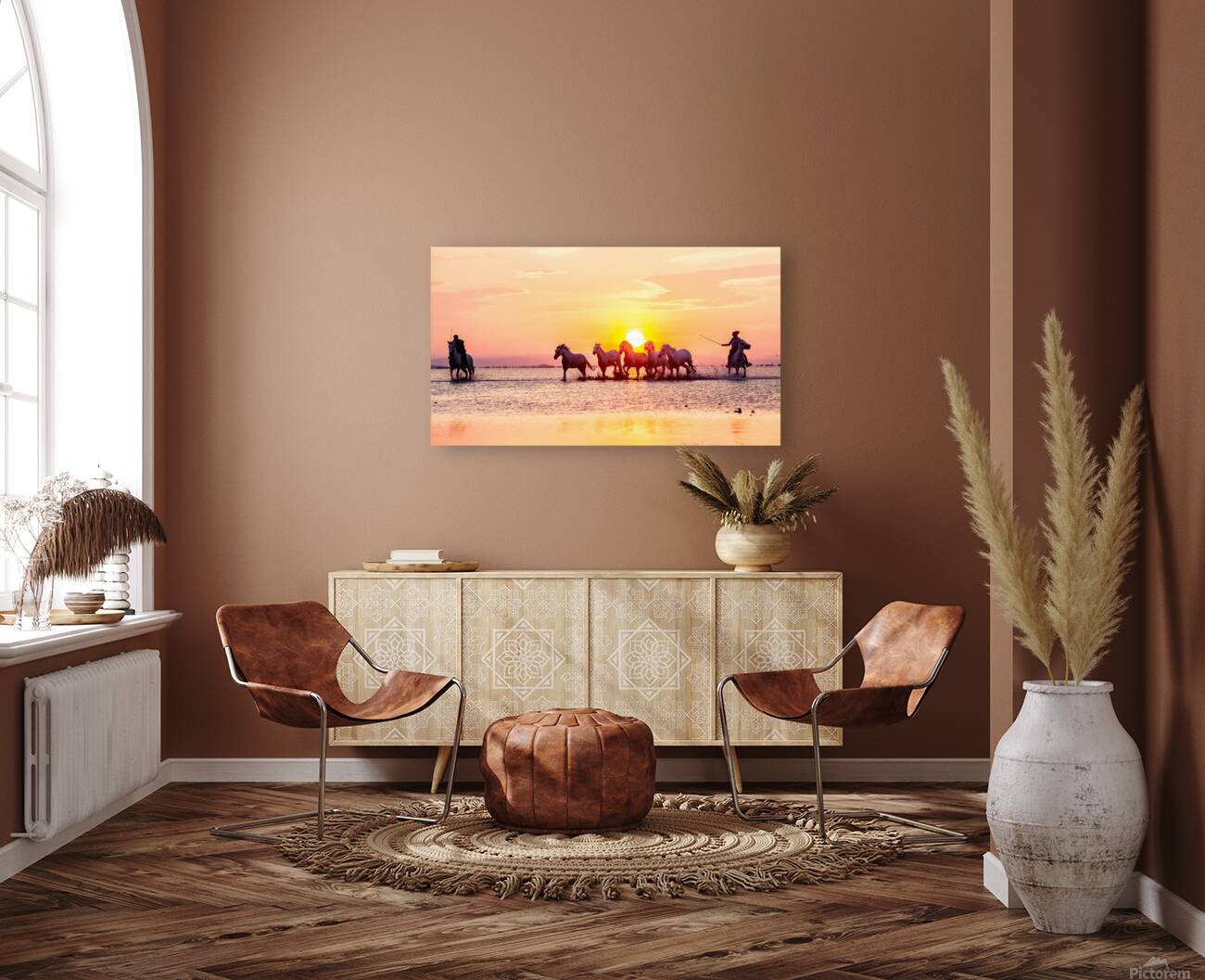 Camargue Horses Sunset Reproduction