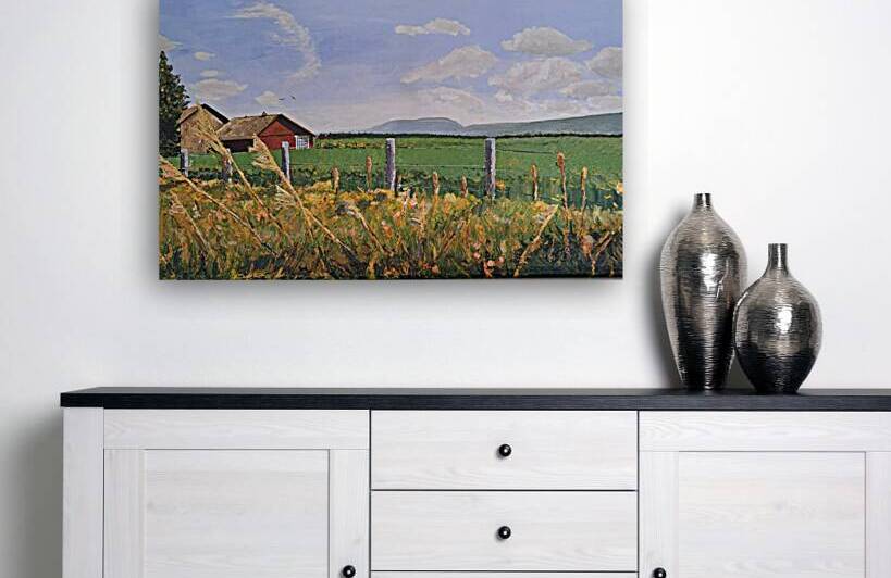 Grange rouge Paysage rural   32.5 x 20.75 by Michel Mayer artiste peintre