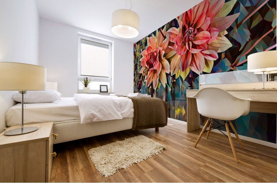 ArtXcl 148 Dahlias Flowers polyart-paint-style Mural print