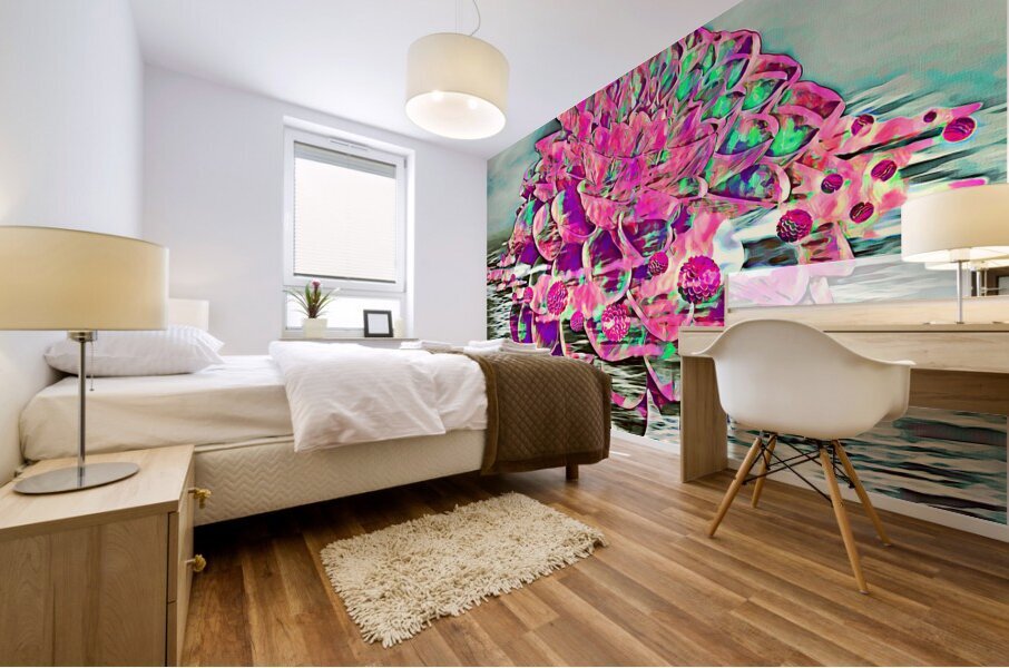 ArtXcl 153 Dahlias in water impressionist-paint-style Mural print