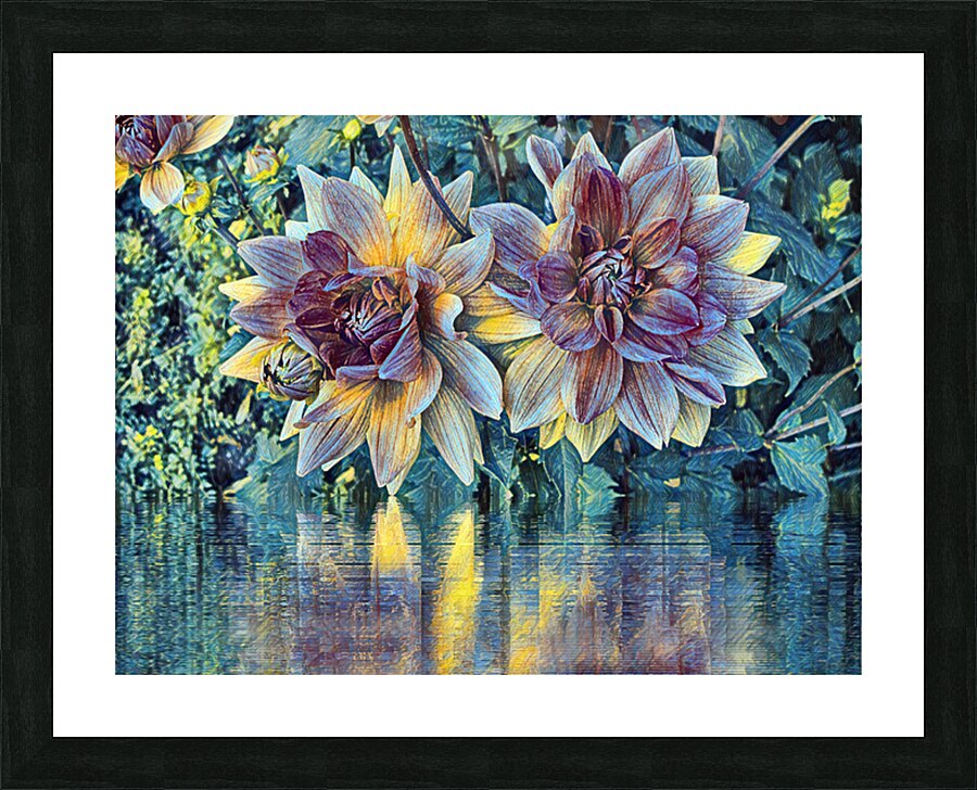 ArtXcl 147 Dahlias Flowers impressionist-paint-style Picture Frame Printing