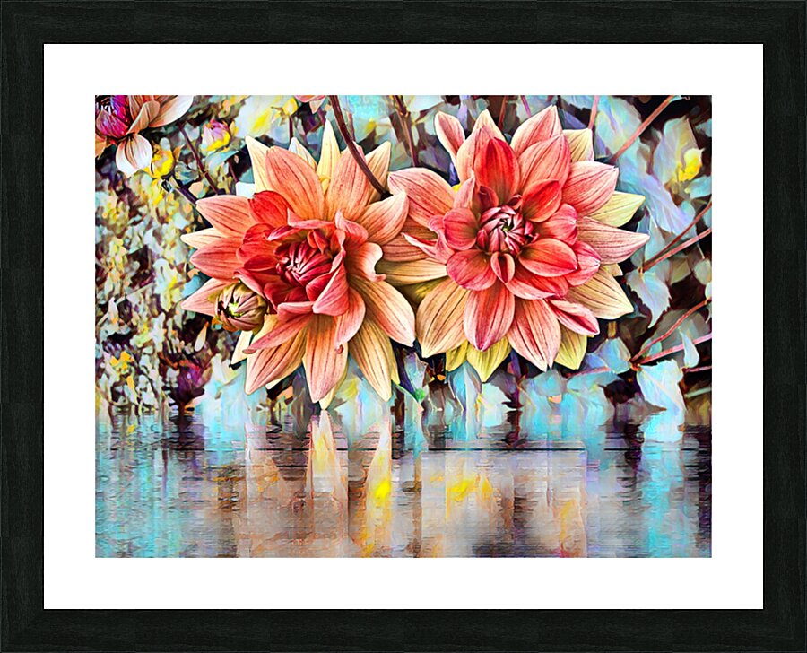 ArtXcl 146 Dahlias Flowers oil paint-paint-style Picture Frame Printing
