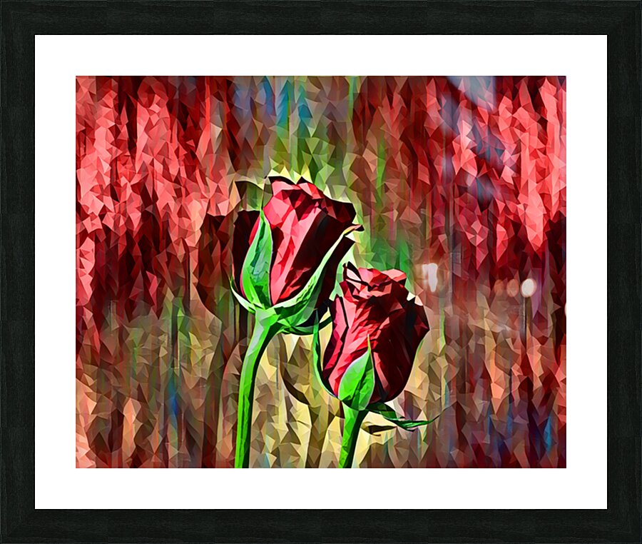 ArtXcl 151 Roses Flowers polyart-paint-style  Picture Frame Printing