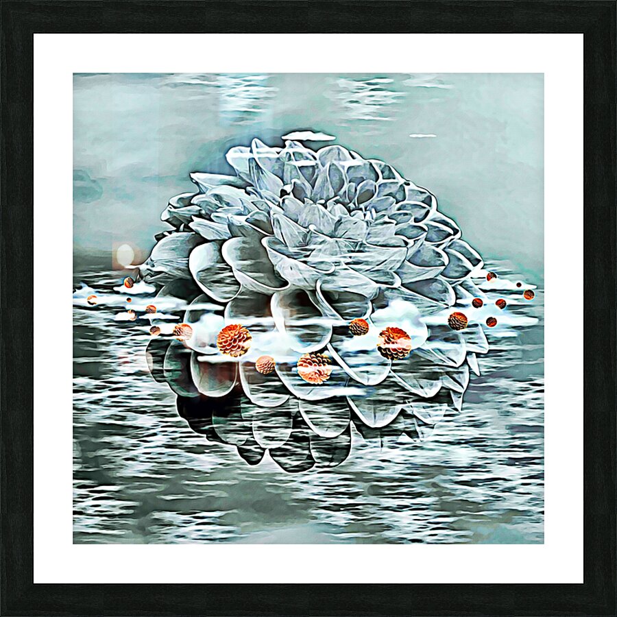 ArtXcl 152 Dahlias in water oil-paint-style Picture Frame Printing