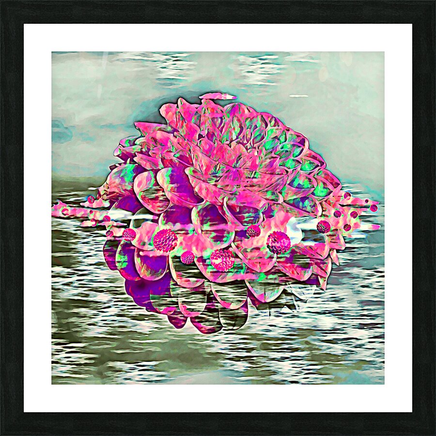 ArtXcl 153 Dahlias in water impressionist-paint-style Picture Frame Printing