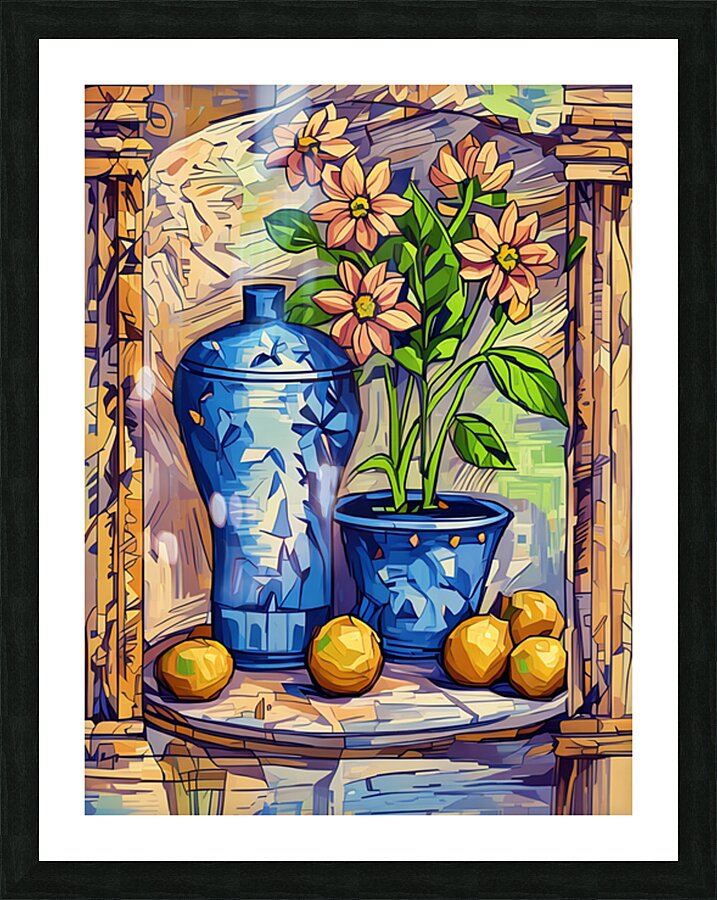 ArtXcl 047 still life with blue china red Picture Frame Printing