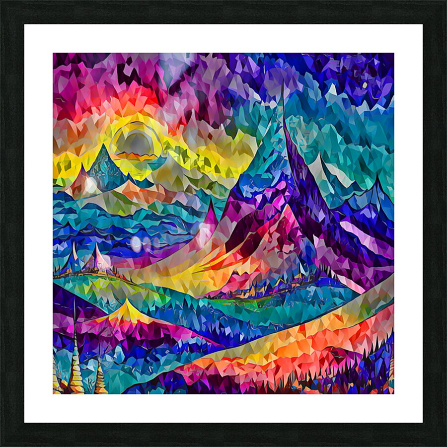ArtXcl 094 Mountain illustration polyart Picture Frame Printing