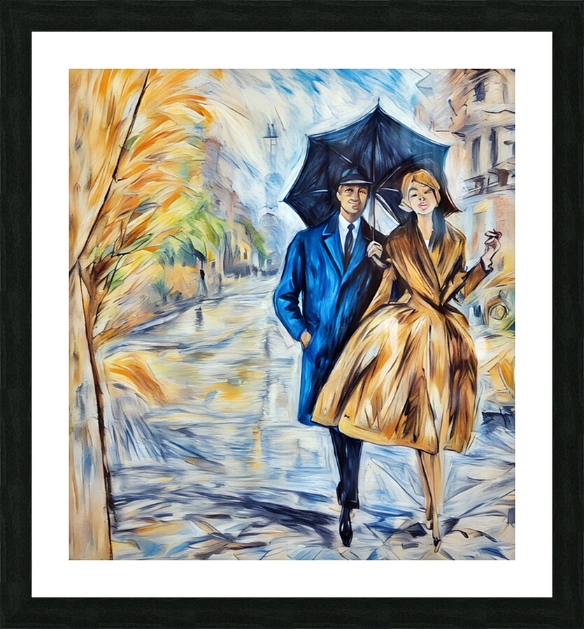 ArtXcl 110 couple-umbrella-vintage-drawing Picture Frame Printing