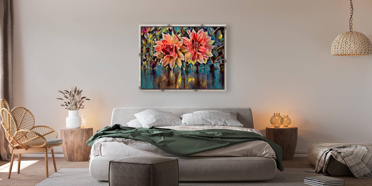 ArtXcl 148 Dahlias Flowers polyart-paint-style Reproduction