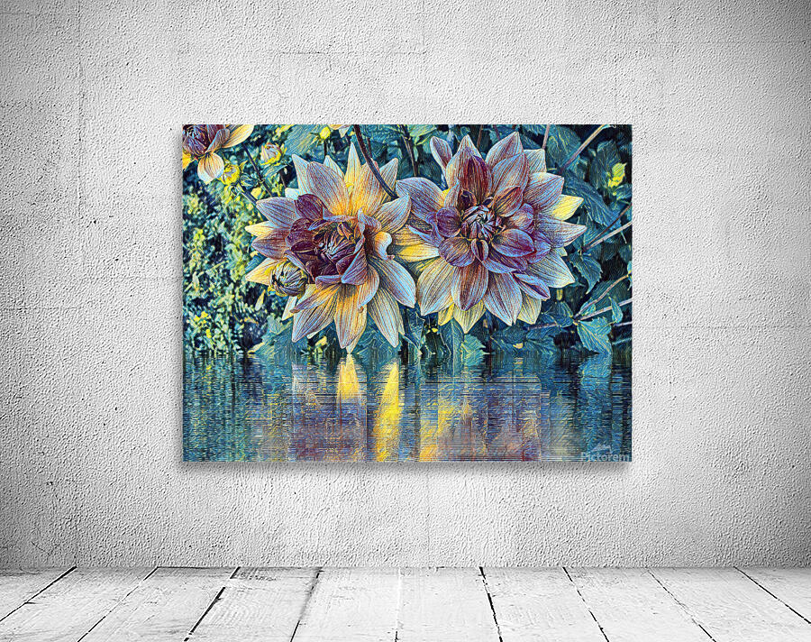ArtXcl 147 Dahlias Flowers impressionist-paint-style Wall Preview