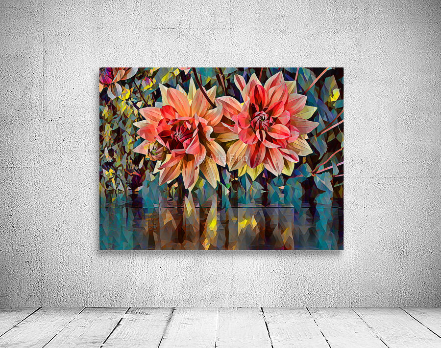 ArtXcl 148 Dahlias Flowers polyart-paint-style Wall Preview