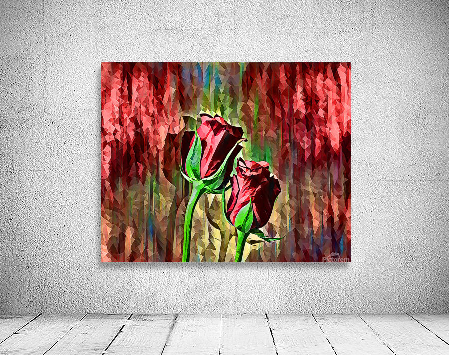 ArtXcl 151 Roses Flowers polyart-paint-style  Wall Preview