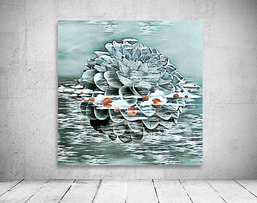 ArtXcl 152 Dahlias in water oil-paint-style Wall Preview