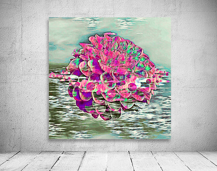 ArtXcl 153 Dahlias in water impressionist-paint-style Wall Preview