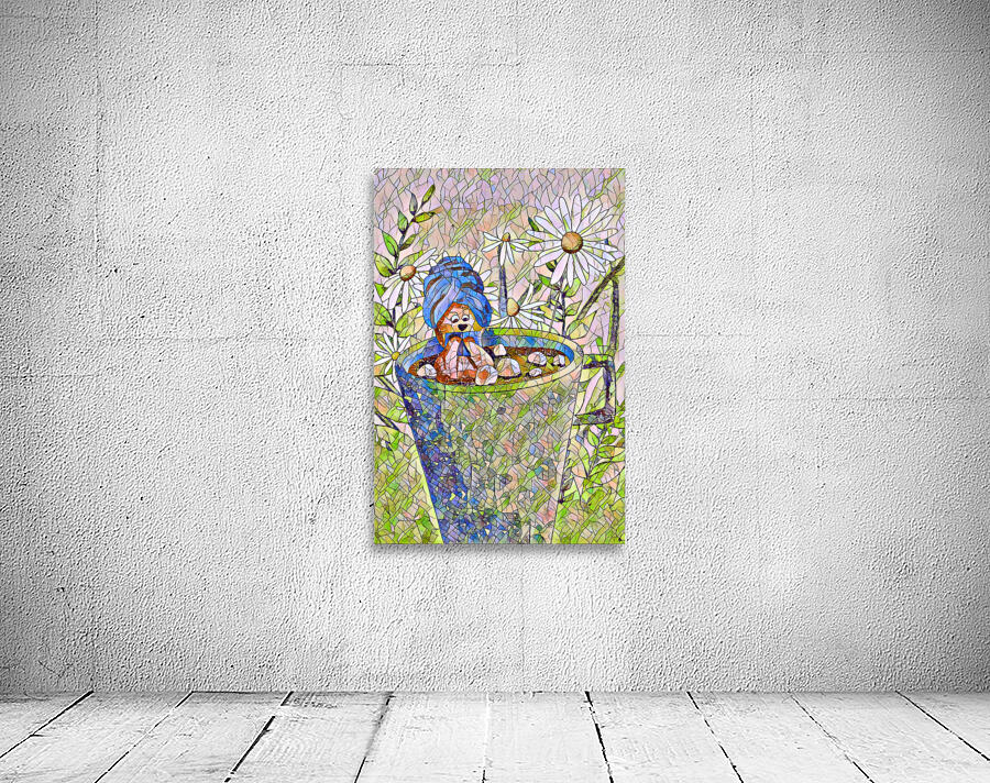 ArtXcl 072 bear cup reading flowers mosaic drawing Wall Preview