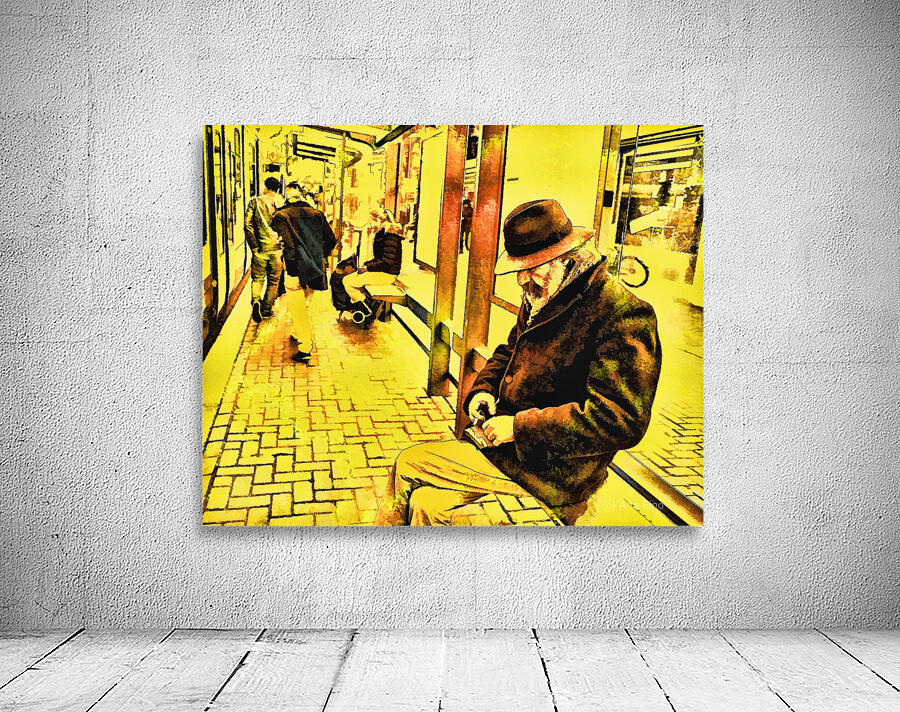 ArtXcl 076 vintage train station man waiting Wall Preview