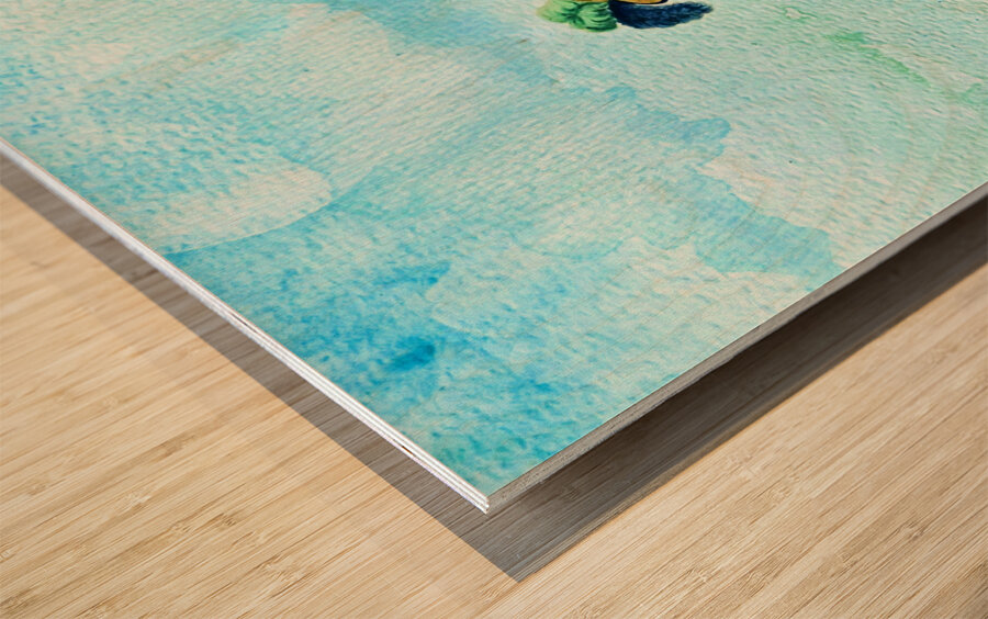 ArtXcl 134 Women in Blue Vintage drawing oil-paint-style Wood print