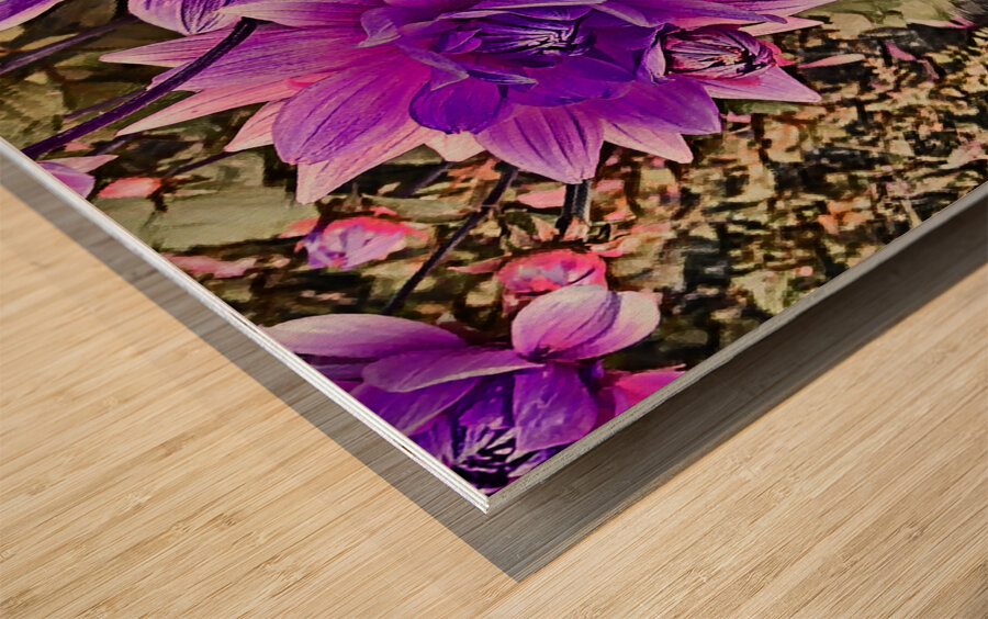 ArtXcl 145 Dahlias Flowers pastel-paint-style Wood print