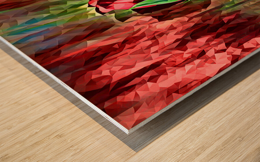 ArtXcl 151 Roses Flowers polyart-paint-style  Wood print