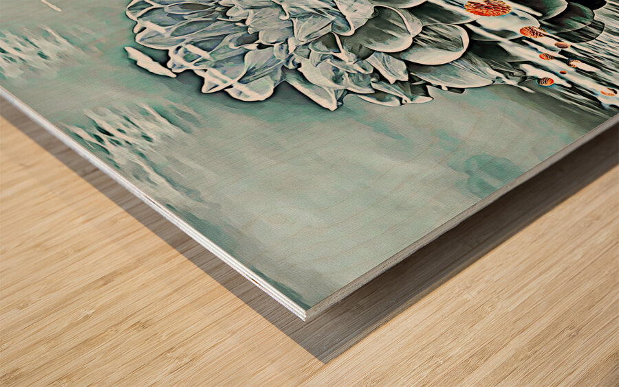 ArtXcl 152 Dahlias in water oil-paint-style Wood print