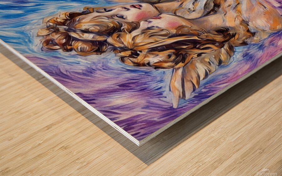 ArtXcl 178 two girls Vintage painting Wood print