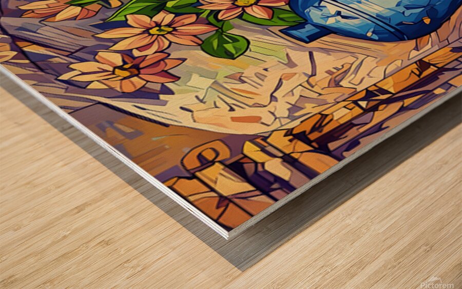 ArtXcl 047 still life with blue china red Wood print